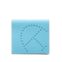 エルメス エブリン 札入れ 二つ折り財布 セレストブルー シェブルミゾル レディース HERMES 【中古】