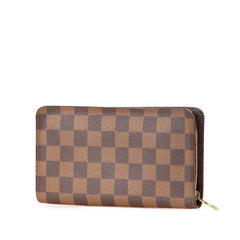 ルイ ヴィトン ダミエ ポルト モネ ジップ 長財布 ラウンドファスナー N61728 ブラウン PVC レディース LOUIS VUITTON 【中古】