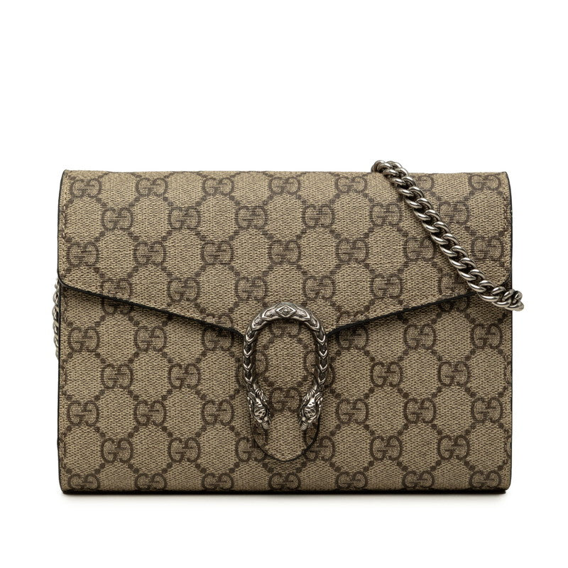 グッチ GGスプリーム デュオニソス チェーン ウォレット ショルダーバッグ 401231 べージュ PVC レザー レディース GUCCI 中古