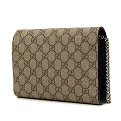 グッチ GGスプリーム デュオニソス チェーン ウォレット ショルダーバッグ 401231 べージュ PVC レザー レディース GUCCI 中古