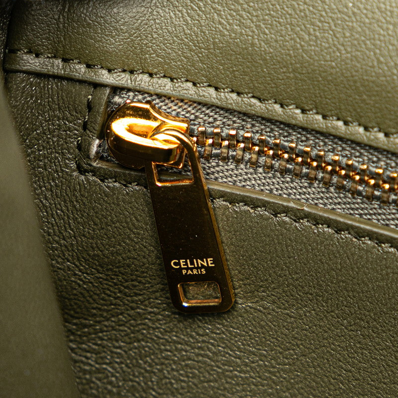 セリーヌ タブー ミディアム 斜め掛け ショルダーバッグ カーキ グリーン レザー レディース CELINE 【中古】