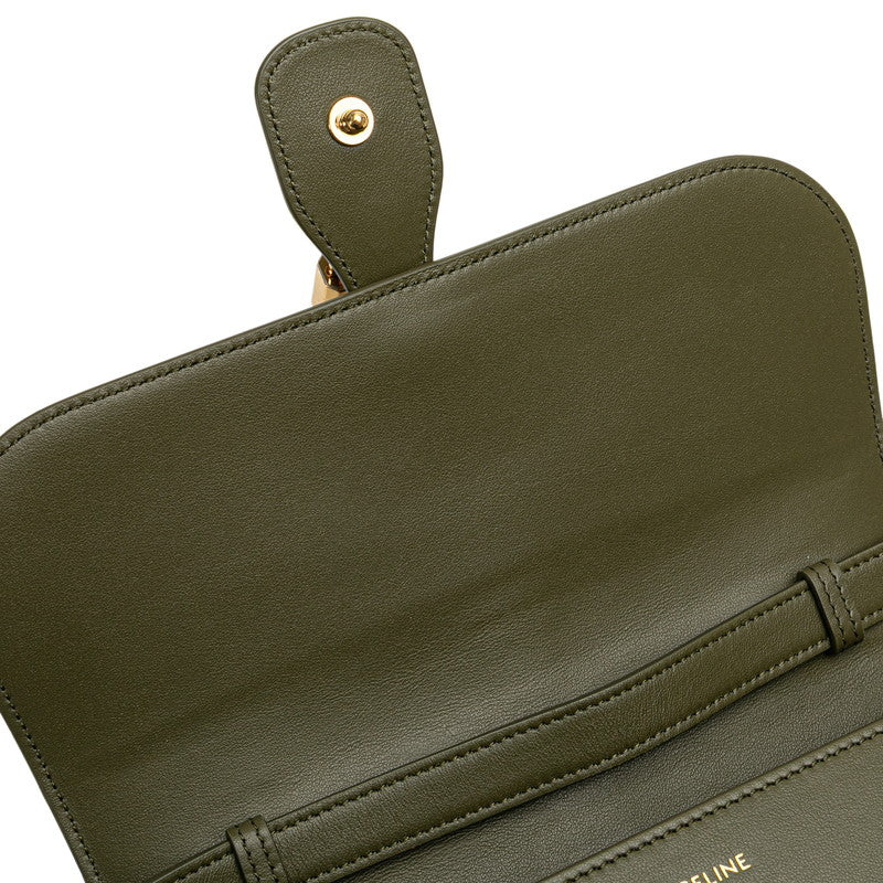 セリーヌ タブー ミディアム 斜め掛け ショルダーバッグ カーキ グリーン レザー レディース CELINE 【中古】