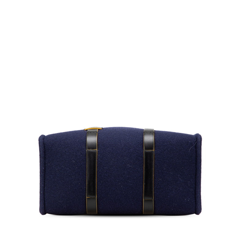 フェンディ トートバッグ ハンドバッグ 7VA390 ネイビー レット ウール レザー レディース FENDI 【中古】