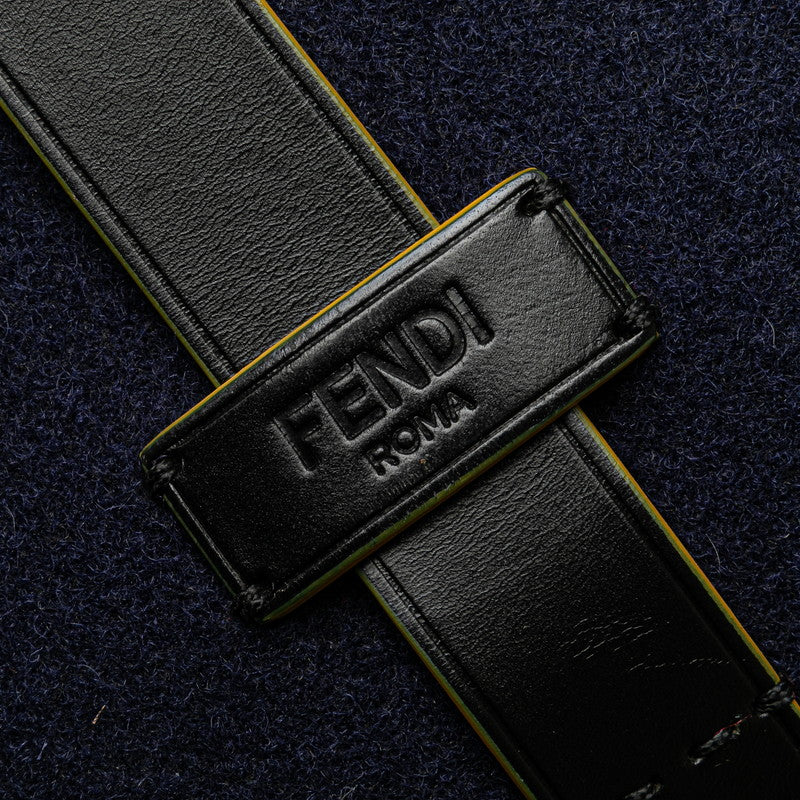 フェンディ トートバッグ ハンドバッグ 7VA390 ネイビー レット ウール レザー レディース FENDI 【中古】
