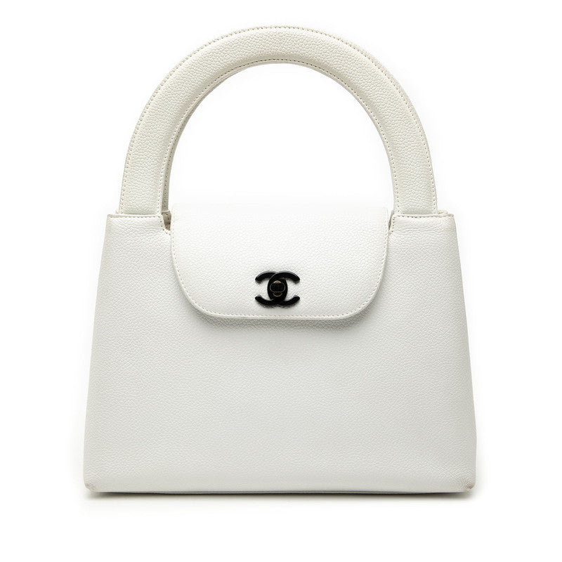 シャネル ココマーク ハンドバッグ ホワイト レザー レディース CHANEL 【中古】