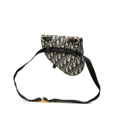 ディオール オブリーク サドル ボディバッグ ウエストバッグ ネイビー ベージュ キャンバス レザー レディース Dior 【中古】