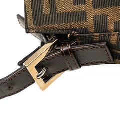 フェンディ ズッカ マンマバケット ハンドバッグ ブラウン キャンバス レザー レディース FENDI 【中古】