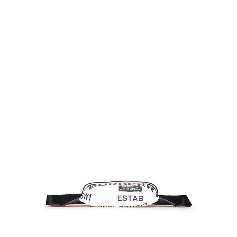 バーバリー ロゴ ホースフェリー ボディバッグ ホワイト ブラック ナイロン レザー レディース BURBERRY 【中古】