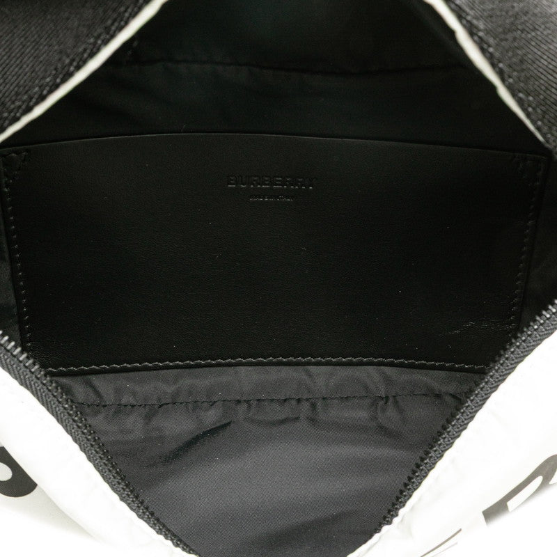 バーバリー ロゴ ホースフェリー ボディバッグ ホワイト ブラック ナイロン レザー レディース BURBERRY 【中古】
