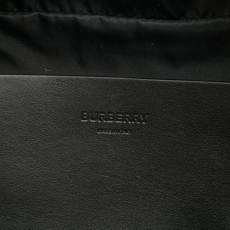 バーバリー ロゴ ホースフェリー ボディバッグ ホワイト ブラック ナイロン レザー レディース BURBERRY 【中古】