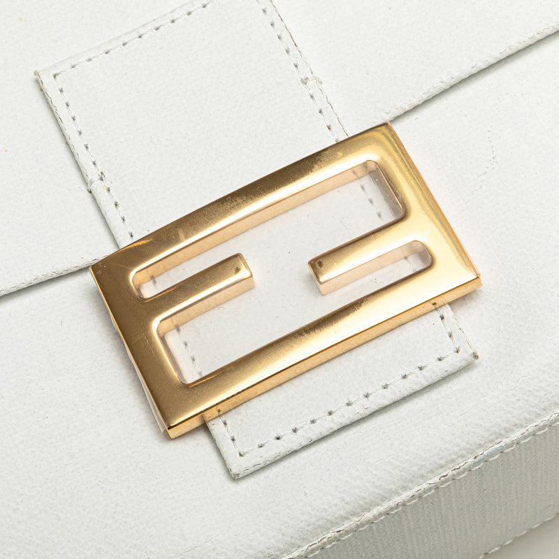 フェンディ 2023年 バゲット ハンドバッグ ショルダーバッグ 2WAY 8BR600 ホワイト リネン レザー レディース FENDI 【中古】