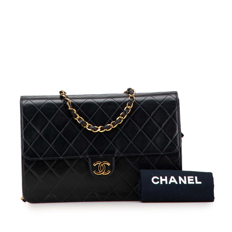 シャネル マトラッセ25 ココマーク プッシュロック チェーン ショルダーバッグ ブラック ラムスキン レディース CHANEL 【中古】