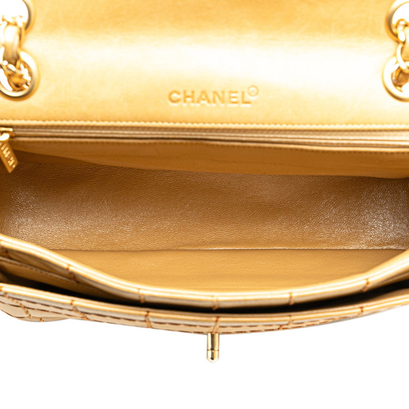 シャネル ワイルドステッチ チョコバー チェーン ショルダーバッグ ベージュ ラムスキン レディース CHANEL 【中古】