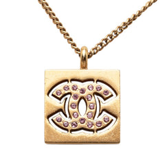 シャネル ココマーク ネックレス ゴールド ピンク メッキ ラインストーン レディース CHANEL 【中古】