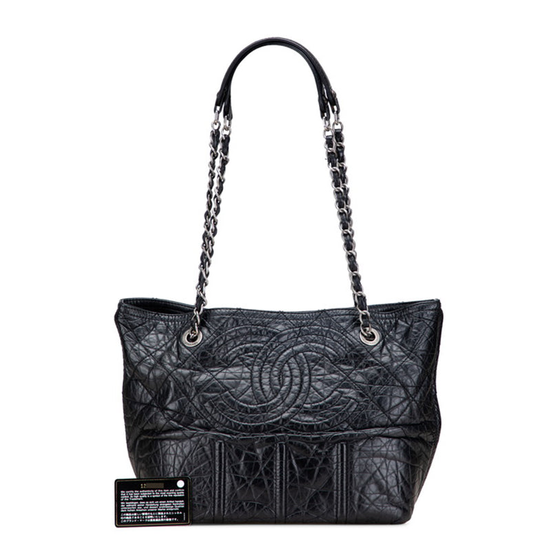シャネル ココマーク トートバッグ ブラック レザー レディース CHANEL 【中古】