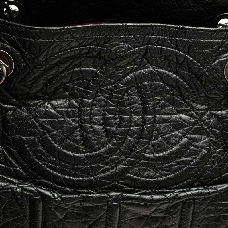 シャネル ココマーク トートバッグ ブラック レザー レディース CHANEL 【中古】