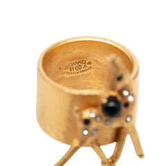 シャネル バンビ モチーフ リング 指輪 ゴールド メッキ ラインストーン レディース CHANEL 【中古】