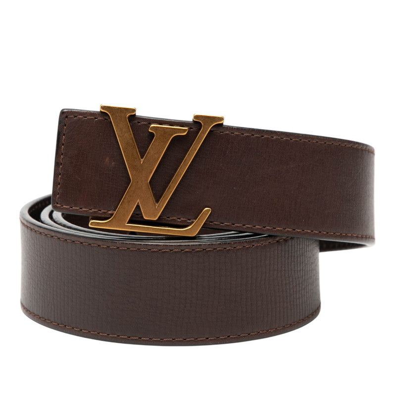 ルイ ヴィトン サンチュール LVイニシャル ベルト 100/40 M6902 ブラウン レザー メンズ LOUIS VUITTON 【中古】