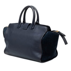 サンローラン YSLロゴ ダウンタウン カバス ハンドバッグ ショルダーバッグ 2WAY 436832 ネイビー レザー スウェード レディース SAINT LAURENT 【中古】