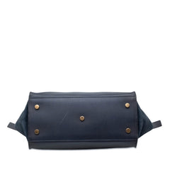 サンローラン YSLロゴ ダウンタウン カバス ハンドバッグ ショルダーバッグ 2WAY 436832 ネイビー レザー スウェード レディース SAINT LAURENT 【中古】