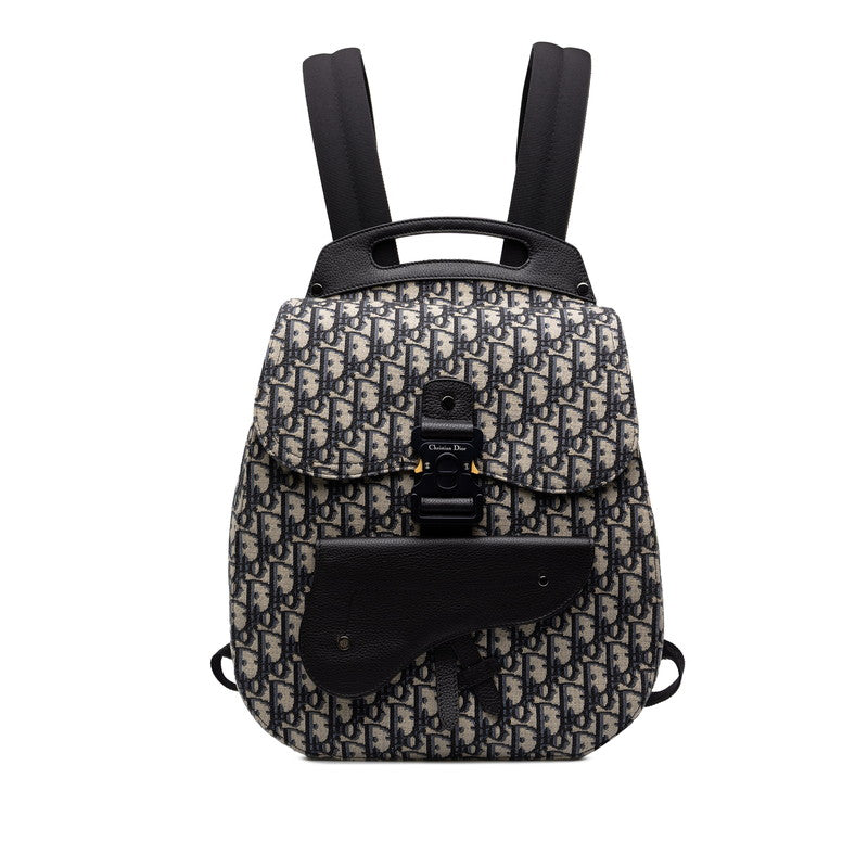 ディオール オブリーク サドル ギャロップ リュック バックパック ベージュ ブラック キャンバス レザー レディース Dior 中古
