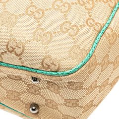 グッチ GGキャンバス トートバッグ 113019 ベージュ エメラルドグリーン キャンバス レザー レディース GUCCI 【中古】