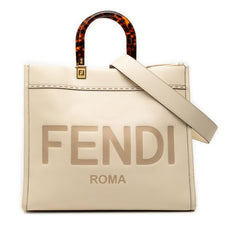 フェンディ サンシャイン ミディアム トートバッグ ショルダーバッグ 2WAY ベージュ アイボリー レザー レディース FENDI 【中古】