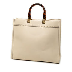 フェンディ サンシャイン ミディアム トートバッグ ショルダーバッグ 2WAY ベージュ アイボリー レザー レディース FENDI 【中古】