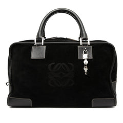 ロエベ アナグラム アマソナ36 ハンドバッグ ブラック スウェード レザー レディース LOEWE 【中古】