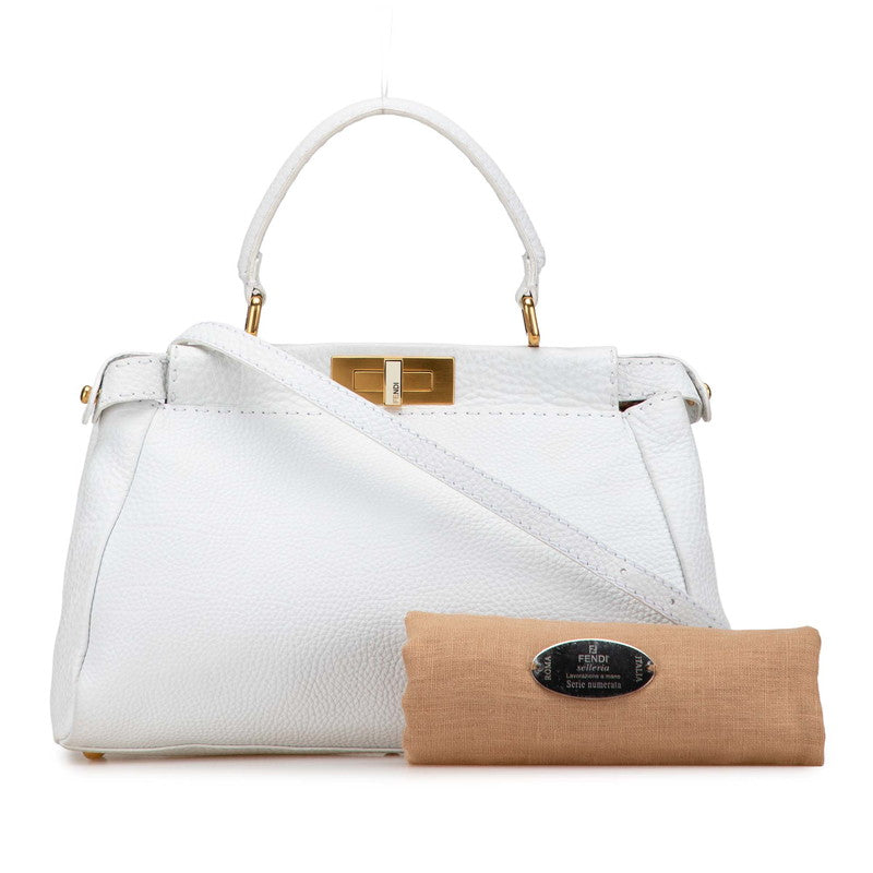 フェンディ セレリア ピーカブー ショルダーバッグ ハンドバッグ 2WAY 8BN211 ホワイト レザー レディース FENDI 【中古】