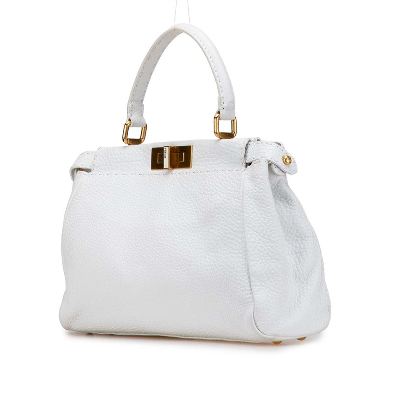 フェンディ セレリア ピーカブー ショルダーバッグ ハンドバッグ 2WAY 8BN211 ホワイト レザー レディース FENDI 【中古】