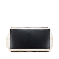 バレンシアガ ネイビーカバス S ハンドバッグ 339933 アイボリー ブラック キャンバス レザー レディース BALENCIAGA 【中古】