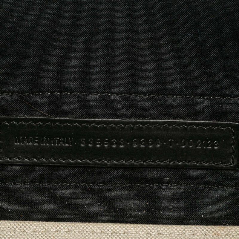 バレンシアガ ネイビーカバス S ハンドバッグ 339933 アイボリー ブラック キャンバス レザー レディース BALENCIAGA 【中古】