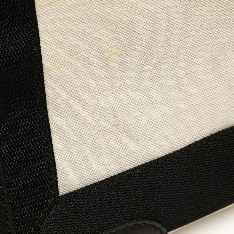 バレンシアガ ネイビーカバス S ハンドバッグ 339933 アイボリー ブラック キャンバス レザー レディース BALENCIAGA 【中古】
