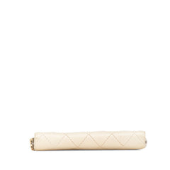 シャネル マトラッセ ココマーク 長財布 ラウンドファスナー ベージュ アイボリー ラムスキン レディース CHANEL 【中古】