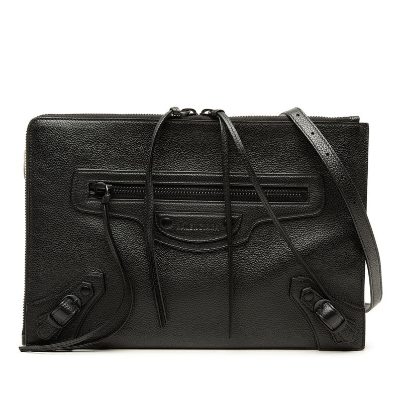 バレンシアガ ネオクラシック クラッチバッグ ショルダーバッグ 2WAY 640113 ブラック レザー レディース BALENCIAGA 中古