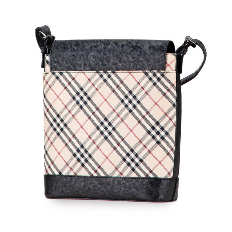 バーバリー ノバチェック ショルダーバッグ ベージュ ブラック キャンバス レザー レディース BURBERRY 【中古】