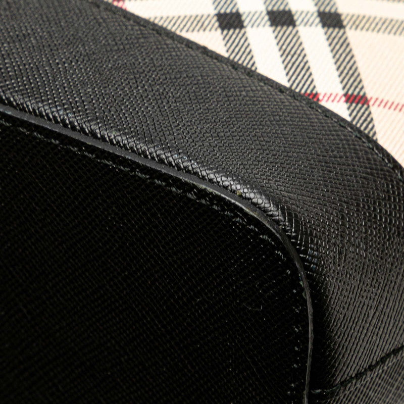 バーバリー ノバチェック ショルダーバッグ ベージュ ブラック キャンバス レザー レディース BURBERRY 【中古】