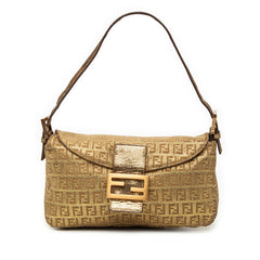 フェンディ ズッキーノ マンマバケット ハンドバッグ ショルダーバッグ 8BR003 ゴールド キャンバス レザー レディース FENDI 【中古】