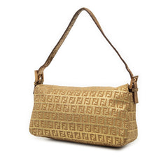 フェンディ ズッキーノ マンマバケット ハンドバッグ ショルダーバッグ 8BR003 ゴールド キャンバス レザー レディース FENDI 【中古】