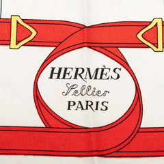 エルメス カレ90 黄金の拍 Eperon d’or スカーフ ネイビー ホワイト シルク レディース HERMES 【中古】