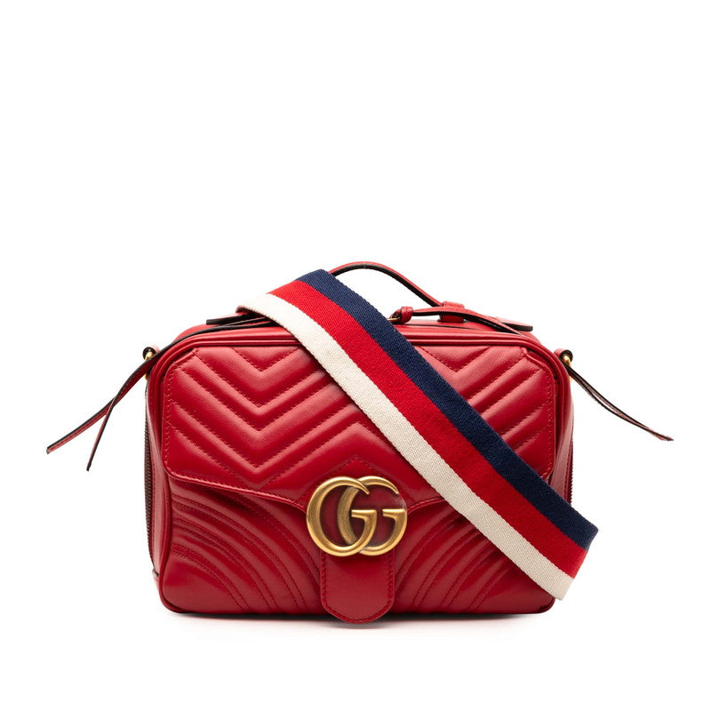 グッチ GGマーモント チェーン ショルダーバッグ 498100 レッド レザー レディース GUCCI 【中古】