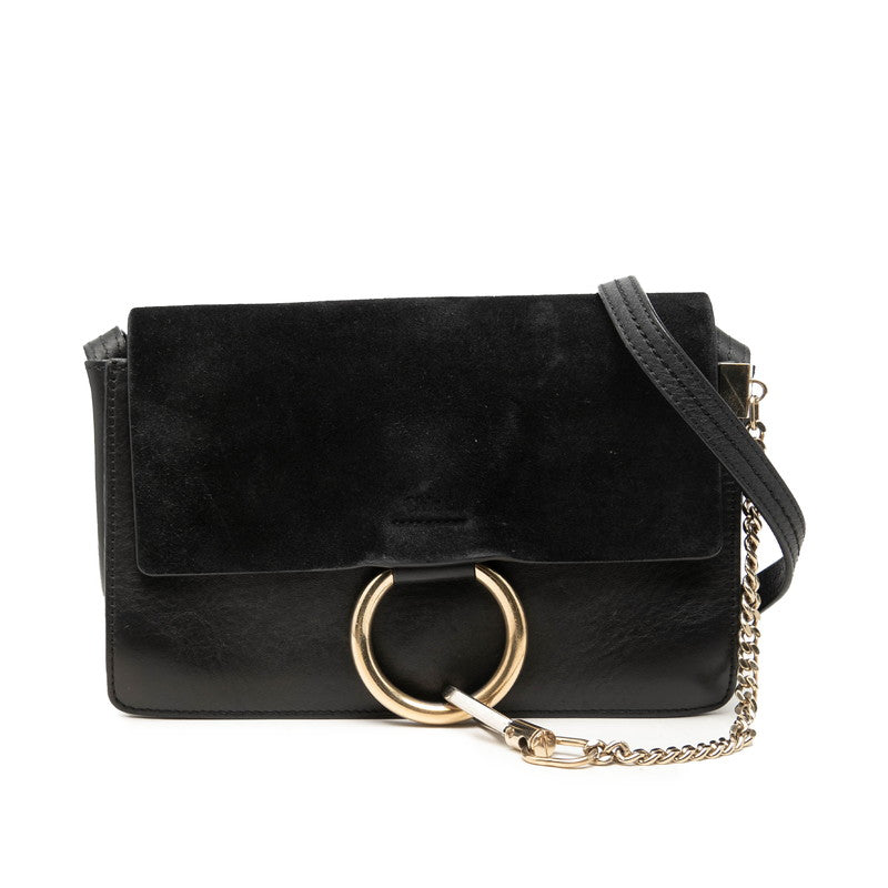 クロエ フェイ Faye 斜め掛け ショルダーバッグ ブラック レザー スウェード レディース Chloe 【中古】