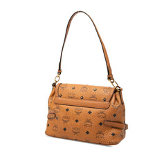 エム シー エム ヴィセトス スタッズ ハンドバッグ ショルダーバッグ 2WAY ブラウン PVC レザー レディース MCM 【中古】