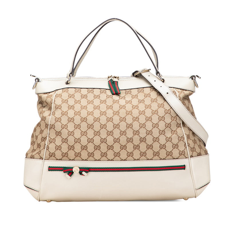 グッチ GGキャンバス メイフェア ハンドバッグ ショルダーバッグ 2WAY 257349 ベージュ アイボリー キャンバス レザー レディース GUCCI 【中古】