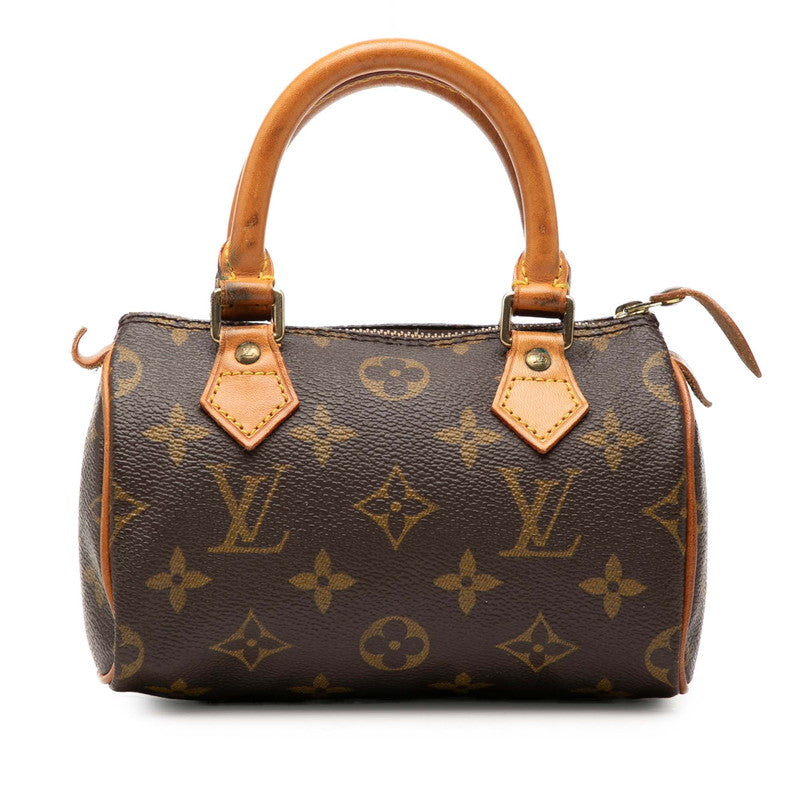 ルイ ヴィトン モノグラム ミニ スピーディ ハンドバッグ M41534 ブラウン PVC レザー レディース LOUIS VUITTON 【中古】