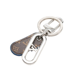ルイ ヴィトン キーホルダー LV シグネチャー チェーン キーリング キーチャーム M01391 シルバー ブラウン ブルー メタル PVC レディース LOUIS VUITTON 中古