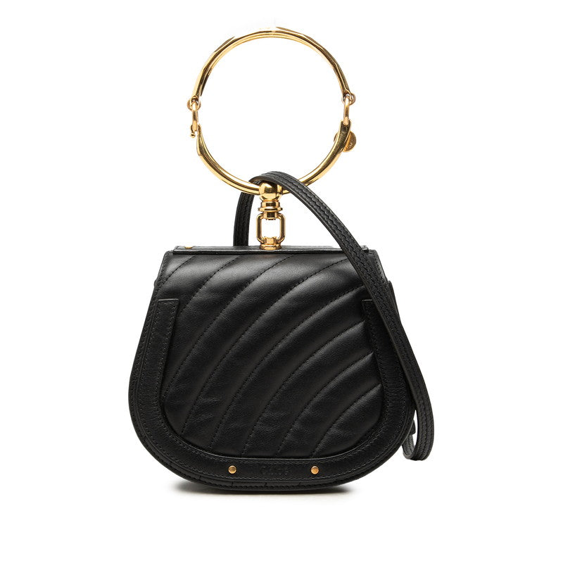 クロエ ナイル ブレスレットバッグ ハンドバッグ ショルダーバッグ 2WAY ブラック ゴールド レザー メッキ レディース Chloe 中古