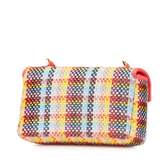 フェンディ マンマバケット ショルダーバッグ 8M0315 ピンク マルチカラー ラフィア レザー レディース FENDI 【中古】