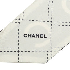 シャネル ココマーク スカーフ ブラック ホワイト シルク レディース CHANEL 中古